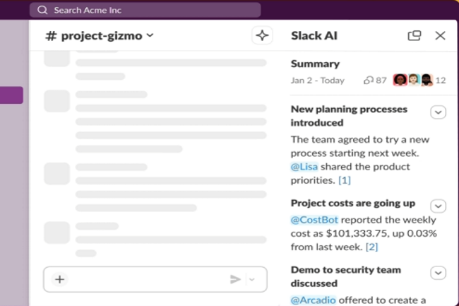 Slack AI est officiellement lanc auprs des entreprises avec plusieurs fonctionnalits. (Crdit Photo : Slack)