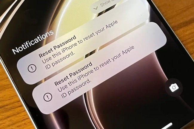 Des messages  rptitions demandent aux utilisateurs de rinitialiser leur identifiant Apple. (Crdit Photo : Foundry)