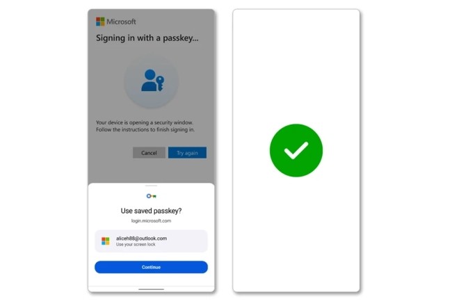 Microsoft acclre sur l'adoption de la technologie Passkey pour s'authentifier. (Crdit Photo : Microsoft)