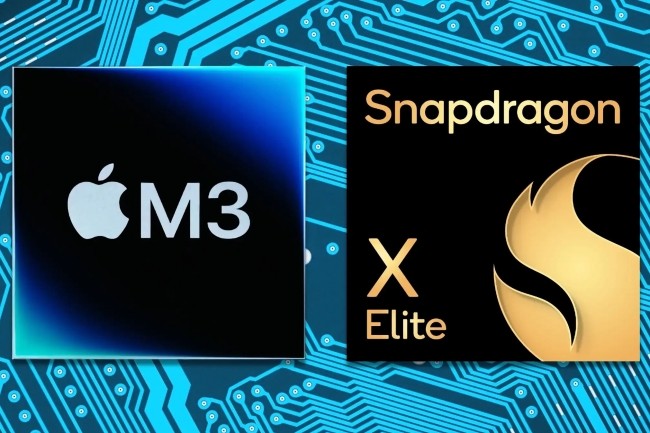 Qualcom revient encore une fois sur le march des PC portables avec une puce Snapdragon X Elite capable de rivaliser avec les M3 d'Apple. (Crdit Apple/Qualcomm/Foundry)