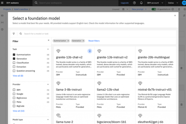 IBM complte rgulirement sa liste de modles de fondation accessibles sur sa plateforme watsonx.ai. (crdit : IBM)