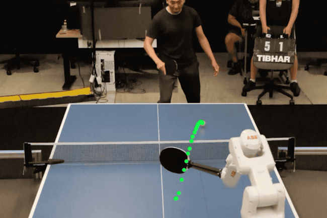 Deepmind de Google indique que son robot pongiste a atteint un niveau d'amateur solide. (Crdit Photo: Deepmind)