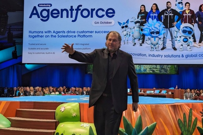  Nous entrons dans la prochaine tape la plus importante avec une technologie jamais vue , a lanc Marc Benioff, CEO de Salesforce, en voquant Agentforce lors de la session plnire de la confrence Dreamforce 2024  San Francisco mardi 17 septembre. (crdit : D.F.)