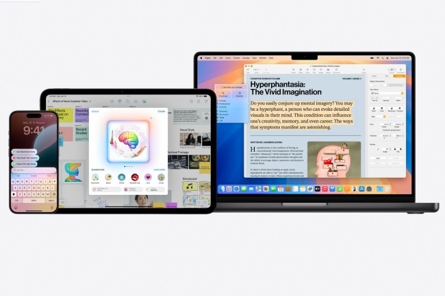 Apple Intelligence sera disponible sur les iPhone 15 Pro et 16, ainsi que les Mac Silicon. (Crdit Apple)