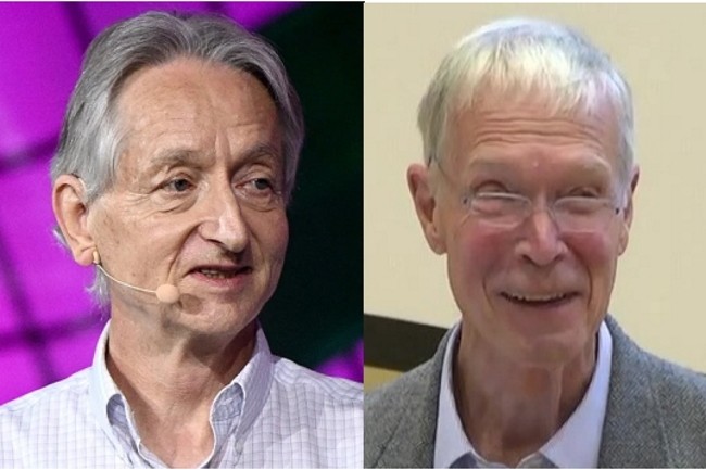 Geoffrey Hinton,  gauche, et John Hopfield,  droite, sont prix Nobel de physique pour leurs travaux sur le machine learning. (Crdit Photo : Wikipedia)