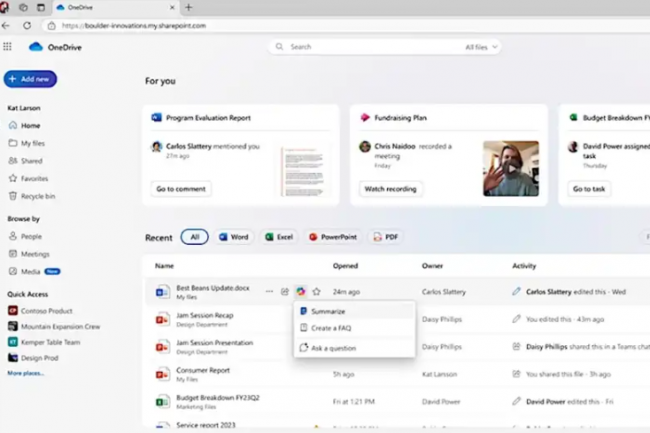 Microsoft apporte Copilot AI sur OneDrive