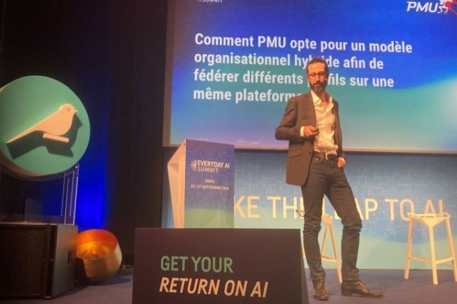 Nicolas Ortiz, Chief Data Officer du PMU, lors du Every day AI summit de Dataiku  Paris, le 26 septembre. (Photo : R.F.)