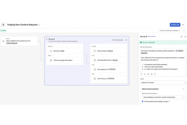 AI Studio repose pour l'instant sur les LLM Claude 3.5 Sonnet et Claude 3 Haiku d'Anthropic ainsi ue GPT-4o et GPT-4o mini d'OpenAI. (crdit : Asana)