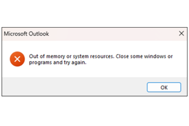 Message d'erreur affich dans Outlook 365 aprs l'ouverture de plus de 60 e-mails. (crdit : Microsoft)