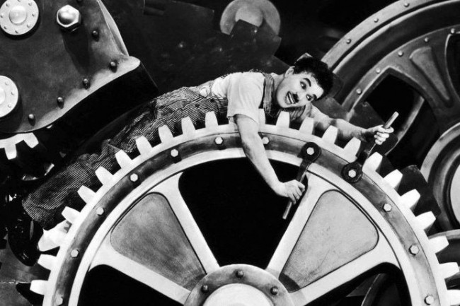 69% des rpondants, tous profils et pays confondus, voient lIA comme la source principale de gains de productivit des 100 dernires annes, une proportion qui tombe  59% en France. (Photo : Les Temps Modernes / Charlie Chaplin)