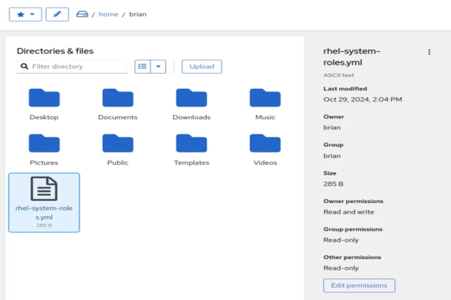 Dans RHEL 9.5, Red Hat a ajout une interface graphique pour la gestion des fichiers en complment des lignes de commande. (Crdit Photo : Red Hat)