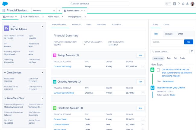 Salesforce automatise un peu plus les tches dans Financial Services Cloud  destination des assureurs et des courtiers. (Crdit Photo : Salesforce)