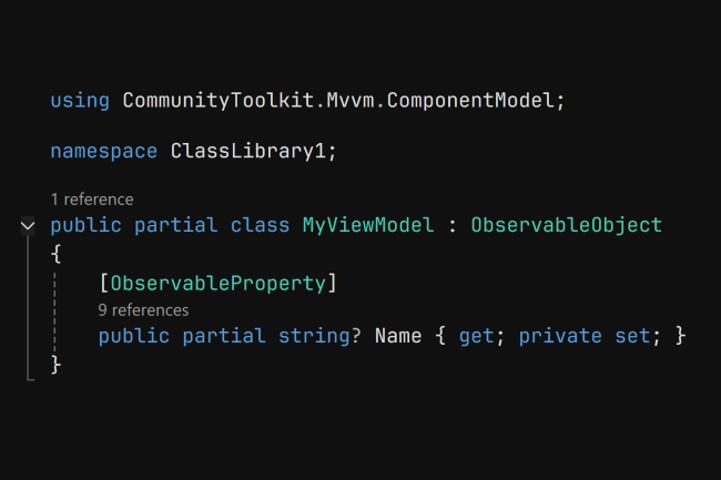 La dernire version de .NET  Community Toolkit apporte son lot d'volutions avec le support des proprit partielles. (Crdit Photo: Microsoft)