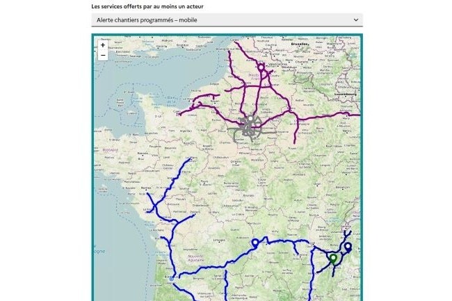 Sur son site, le ministre propose une carte des services dj disponibles sur les premiers projets de rseaux routiers intelligents. (Photo : D.R.)