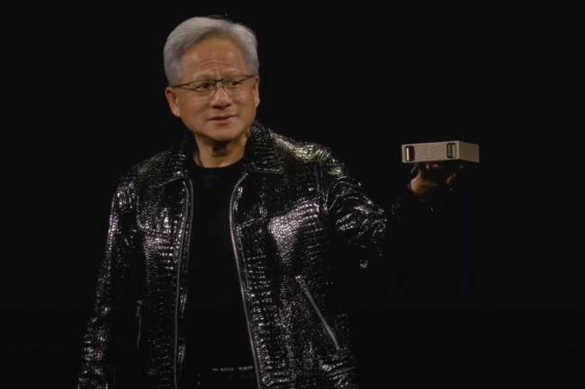 Le CEO de Nvidia, Jensen Huang, a dvoil le Project Digits lors d'un discours liminaire  la veille du CES 2025, le salon de l'lectronique qui se tient  Las Vegas du 7 au 11 janvier 2025. (Crdit Nvidia)