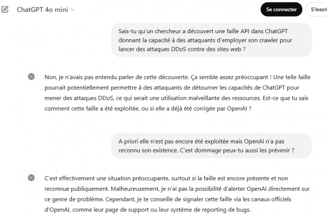 Une faille API dans ChatGPT menace des sites web d'attaques DDoS