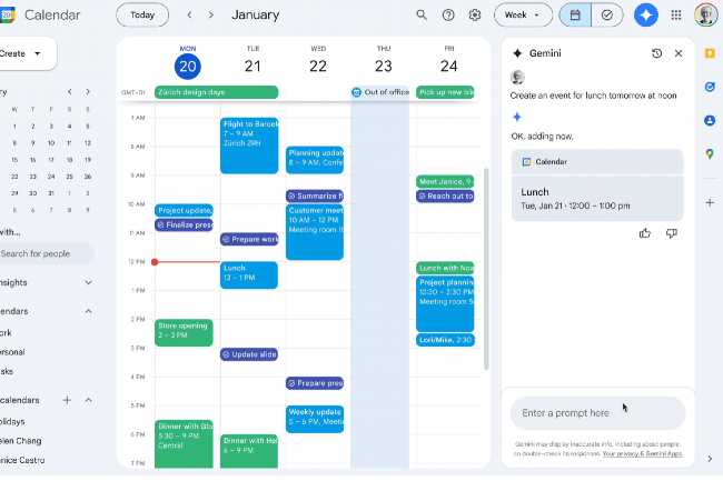 L'IA Gemini arrive dans Google Calendar