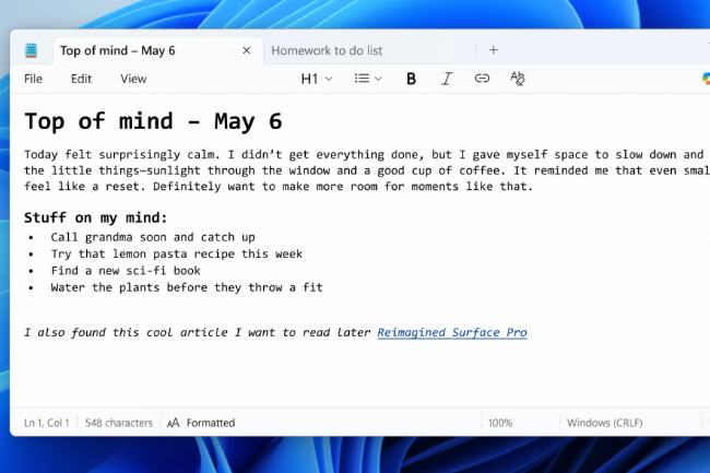 Microsoft rafraîchit son bloc-notes avec de l'IA