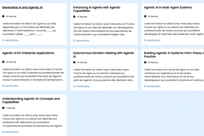 Nobleprog propose une série de modules d’apprentissage pour des professionnels qui souhaitent comprendre les fondamentaux de l’IA agentique. (Crédit : Nobleprog) Nobleprog propose une série de modules d’apprentissage pour des professionnels qui souhaitent comprendre les fondamentaux de l’IA agentique. (Crédit : Nobleprog)