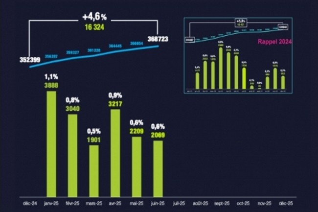 Le premier semestre 2025 affiche une rgularit dans la cration demplois des start-ups IT en France,  un rythme lgrement suprieur par rapport  l'an dernier. (Crdit: Numeum/Motherbase)