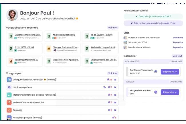 Jamespot intègre une pointe de GenAI dans Team Work
