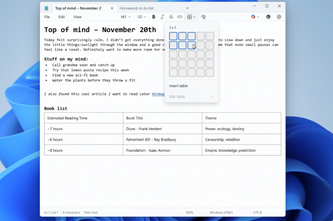 Microsoft enrichit Bloc-notes dans Windows 11
