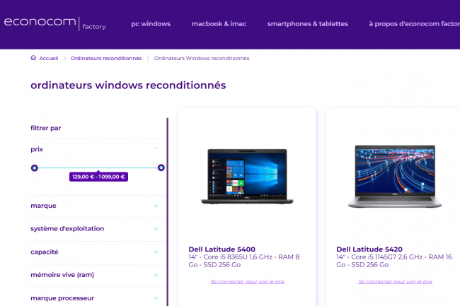 Le site de matriels reconditionns dEconocom propose dj un large choix darticles et de services. (Crdit Econocom)