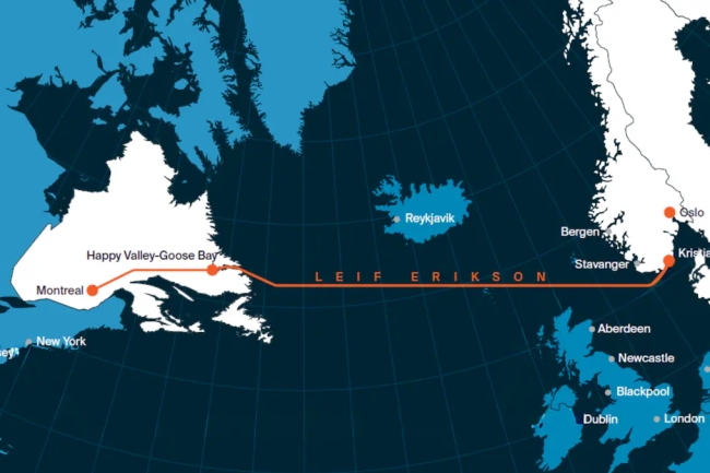 Le câble sous-marin Leif Erikson reliera Starvanger à Happy Valley-Goose Bay. (Crédit Bulk Infrastructure) Le câble sous-marin Leif Erikson reliera Starvanger à Happy Valley-Goose Bay. (Crédit Bulk Infrastructure)