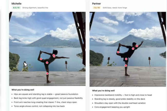 Les débouchés du dernier modèle Muse Spark de Meta sont nombreux comme ici pour comparer des poses dans des exercices de Yoga. (crédit : Meta) Les débouchés du dernier modèle Muse Spark de Meta sont nombreux comme ici pour comparer des poses dans des exercices de Yoga. (crédit : Meta)