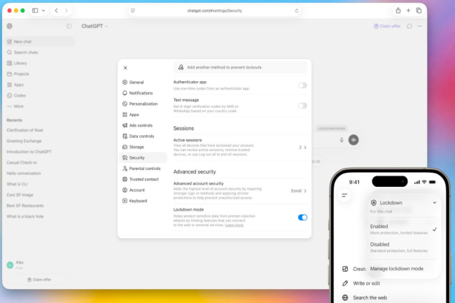 OpenAI a présenté le mode Lockdown pour renforcer la protection de ChatGPT contre les injections de prompts. (Crédit OpenAI) OpenAI a présenté le mode Lockdown pour renforcer la protection de ChatGPT contre les injections de prompts. (Crédit OpenAI)