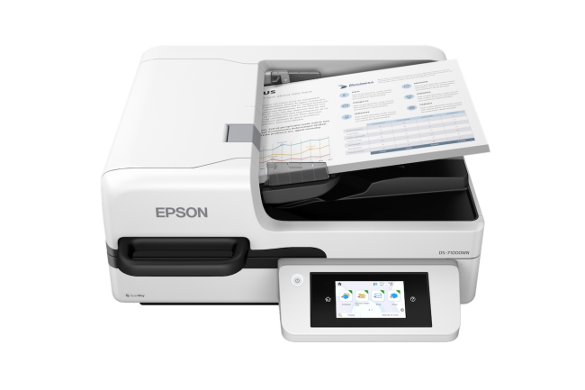 Le DS-71000WN d'Epson possède en standard un chargeur automatique de documents de 150 feuilles. (Crédit Epson) Le DS-71000WN d'Epson possède en standard un chargeur automatique de documents de 150 feuilles. (Crédit Epson)
