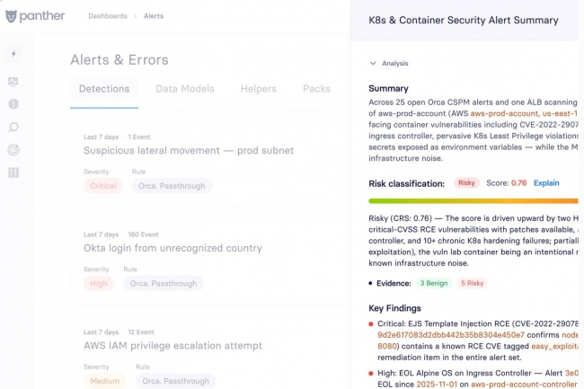 Panther propose des workflows SOC basés sur des agents pour améliorer la qualité des investigations menées sur les alertes de sécurité. (Crédit Panther) Panther propose des workflows SOC basés sur des agents pour améliorer la qualité des investigations menées sur les alertes de sécurité. (Crédit Panther)