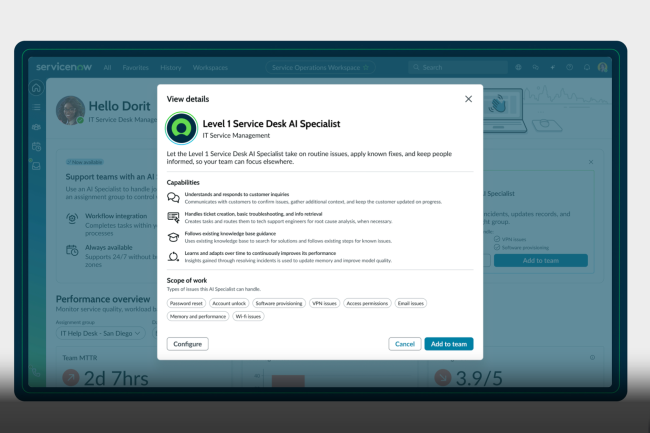 De plus en plus d'éditeurs proposent des agents IA comme par exemple dans le domaine de l'ITSM. (Crédit : ServiceNow) De plus en plus d'éditeurs proposent des agents IA comme par exemple dans le domaine de l'ITSM. (Crédit : ServiceNow)