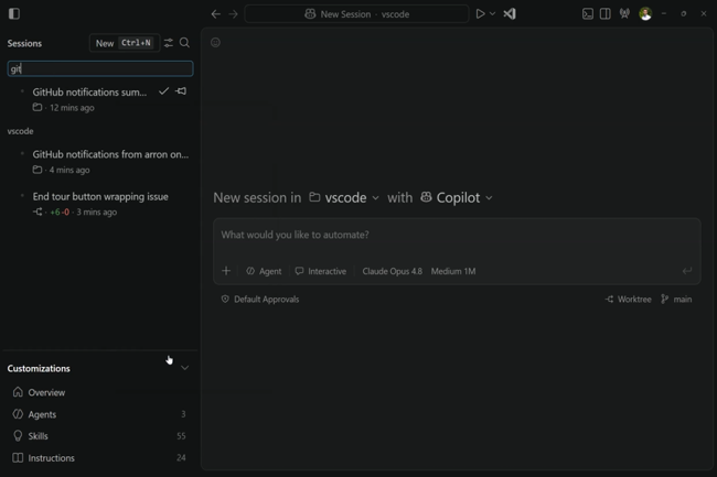 La version 1.127 de VS Code apporte plusieurs évolutions sur la gestion des sessions d'agents. (Crédit Microsoft) La version 1.127 de VS Code apporte plusieurs évolutions sur la gestion des sessions d'agents. (Crédit Microsoft)