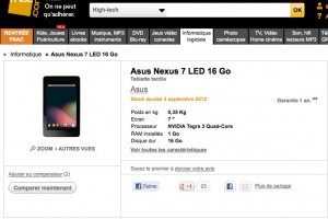 249 euros pour la tablette Nexus 7 de Google