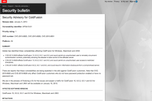 Adobe met en garde contre 3 failles exploit�es dans ColdFusion