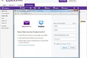 Dropbox associ� au service mail de Yahoo