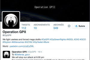 Le site web du ministre de la Dfense bloqu par les Anonymous OpGPII