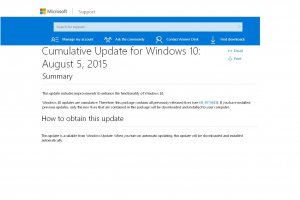 Microsoft livre une 1re mise  jour pour Windows 10