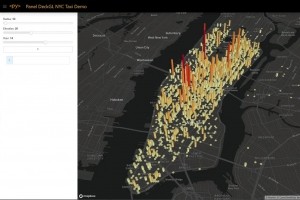 Pour cette d�mo - rendu en temps r�el de l'activit� des taxis � New York - PyScript a utilis� Pandas pour les calculs et les biblioth�ques de visualisation JavaScript pour restituer une vue interactive des donn�es. (Cr�dit : IDG)
