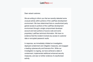 LastPass annonce le vol d'une partie de son code source