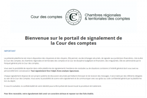 La Cour des comptes lance sa plateforme de signalement. (Cr�dit Photo : Cour des comptes)