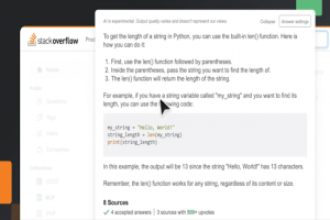 Stackoverflow a pr�sent� OverflowAI int�grant l'IA g�n�rative dans les recherches sur la plateforme d'�changes pour les d�veloppeurs. (Cr�dit Photo: Stackoverflow)